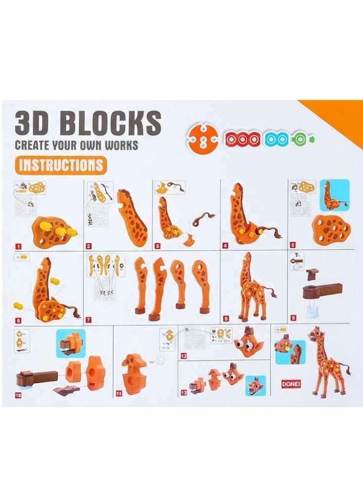 Premium 3D Giraffe Building Blocks Toy Set with 83 Pieces for Kids - Image 2